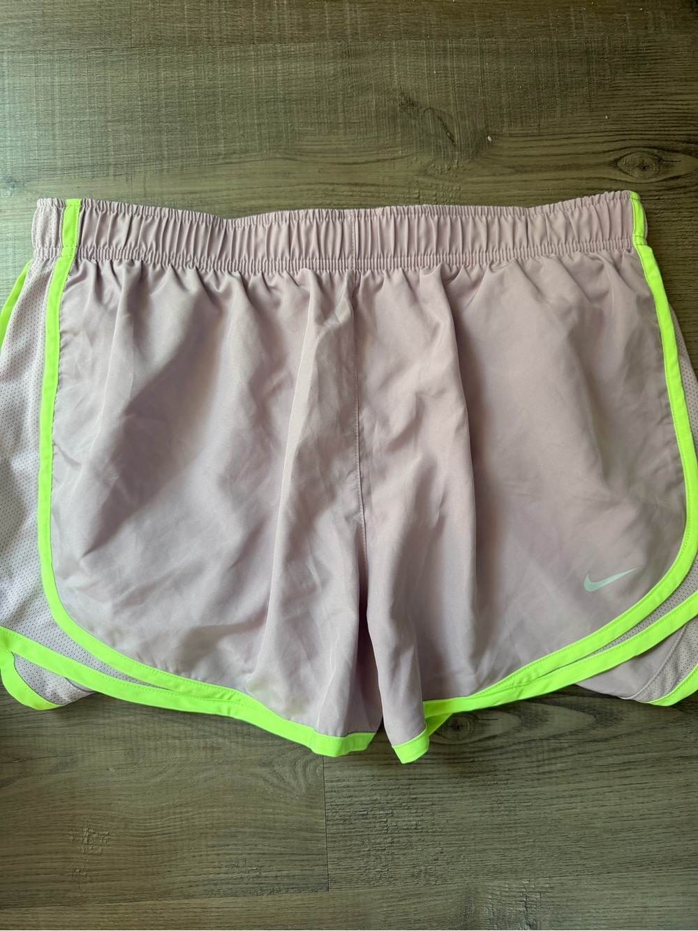 Nike Women's Pink Running Shorts with Neon Trim - size large